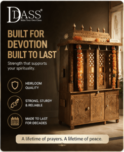 Premium wooden temple craftsmanship by DASS Copy